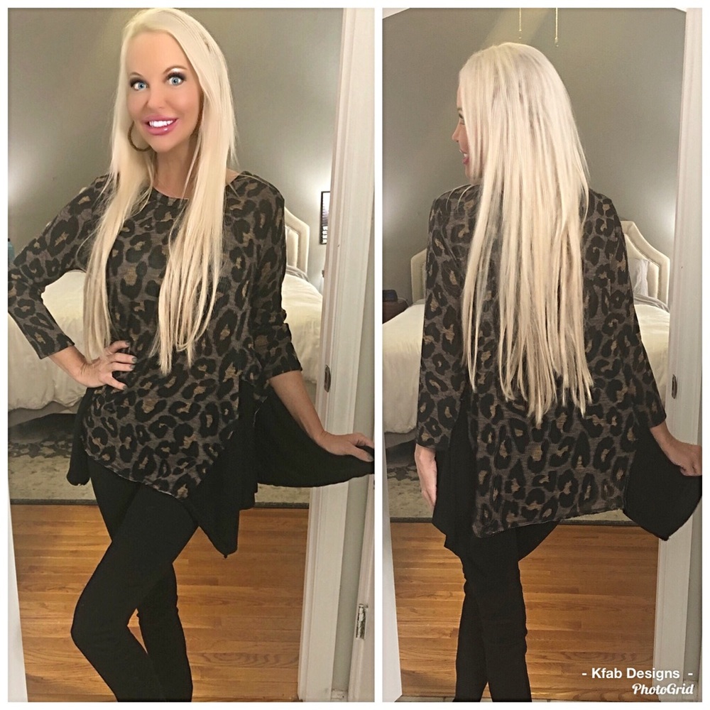🛍LAST 1! Contrast Panel Animal Print Tunic! - Picture 2 of 8